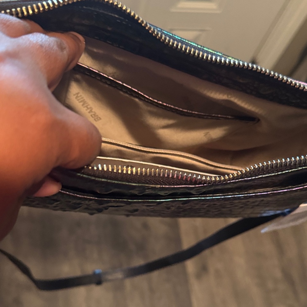 Brahmin Iridescent Crocodile Embossed Crossbody Bag - Genuine Leather - Picture 4 of 5